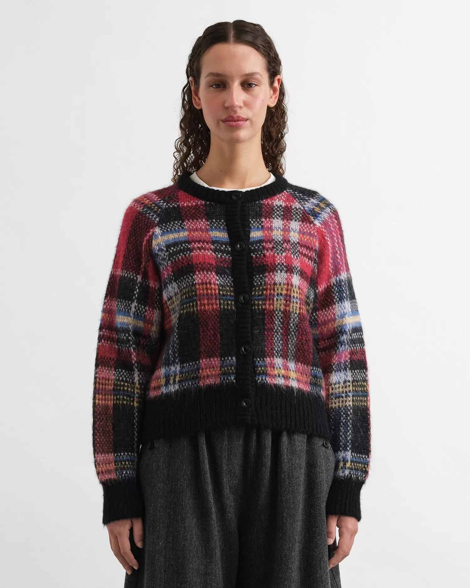 Clearance Foxtail Tartan Cardigan Women Knitwear